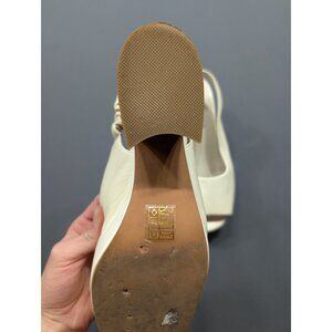 Jeffrey Campbell Cream Leather Slingback Platform Heels Sz 7